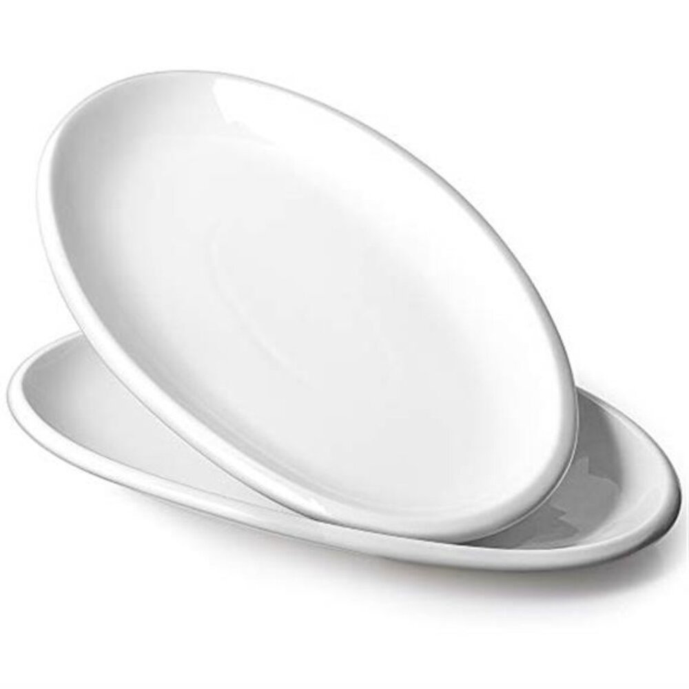Large Oval Serving Platters Set of 2 Porcelain Dinner Appetizer Party Trays
